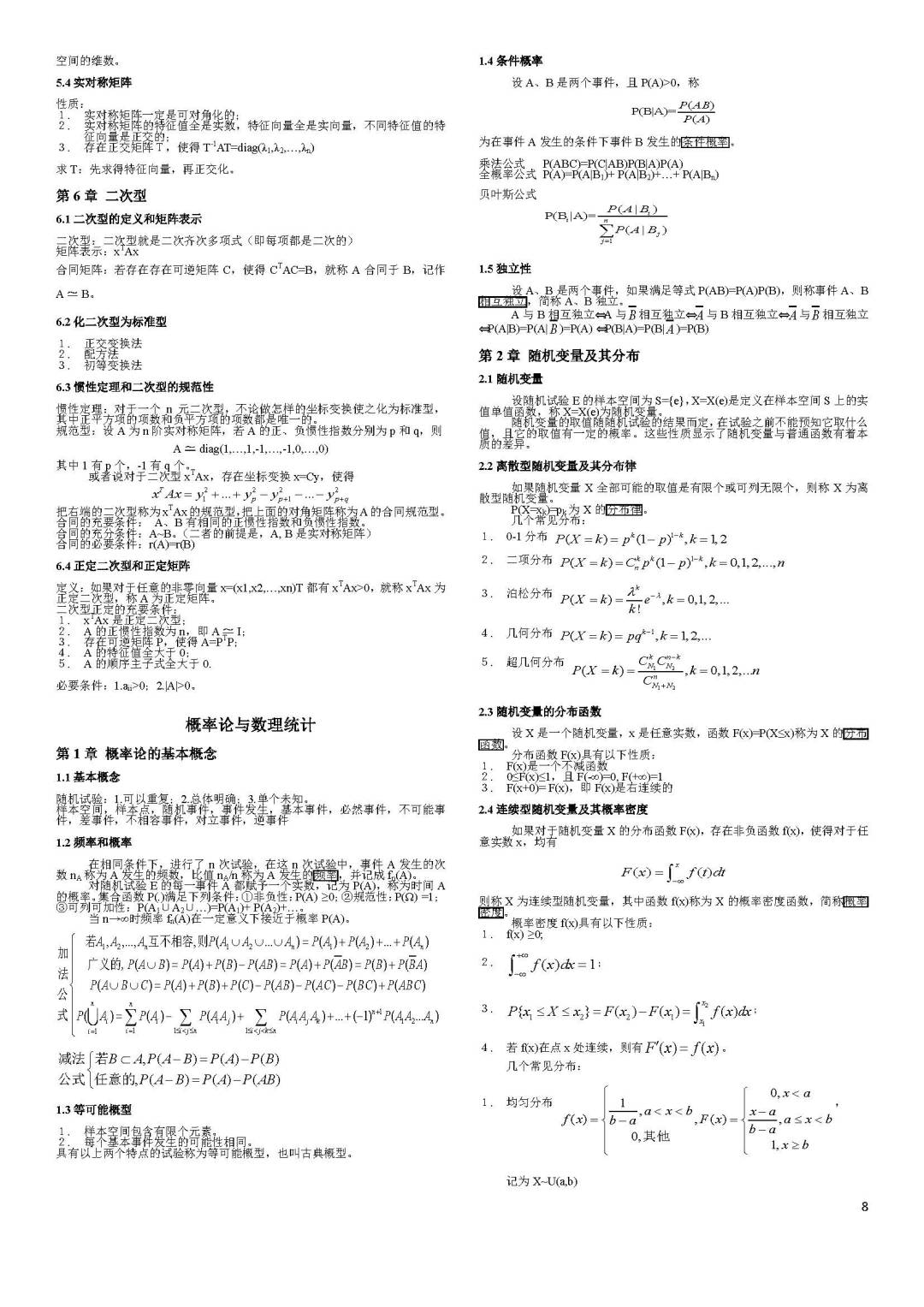 2023年考研數(shù)學(xué)沖刺知識(shí)點(diǎn)精編匯總2